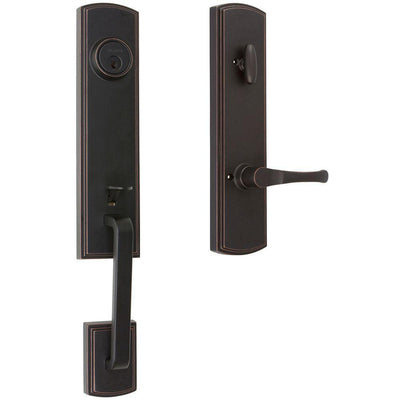 Italian Collection Briona Single Cylinder Edged Bronze Door Handleset with Artino Interior Right-Hand - Super Arbor