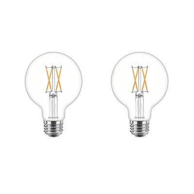 Philips 40-Watt Equivalent G25 Dimmable LED Light Bulb Clear Glass with Warm Glow Effect (2700K) (2-Pack) - Super Arbor