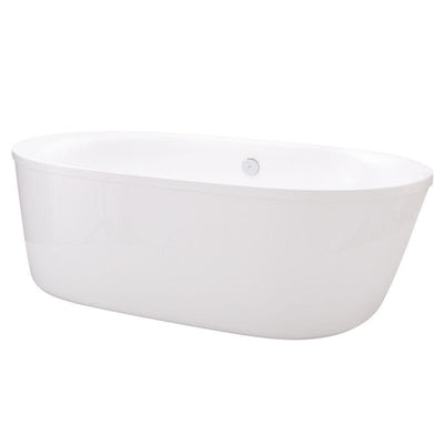 Logan 71 inches Center Drain Freestanding Bathtub in Glossy White - Super Arbor