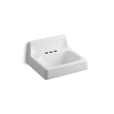 KOHLER Hudson Wall-Mounted Cast Iron Bathroom Sink in White with Overflow Drain - Super Arbor