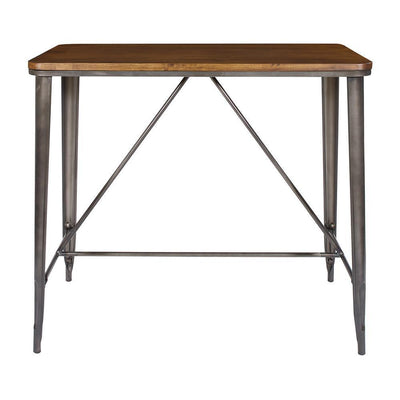 42 in. Matte Metal Grey Rectangle Counter Table with Ash Wood Top KD - Super Arbor