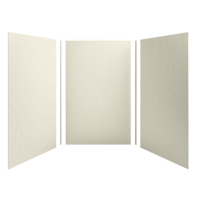 Choreograph 60 in. x 96 in. 3-Piece Easy Up Adhesive Alcove Shower Surround Walls with Cord Texture in Almond - Super Arbor