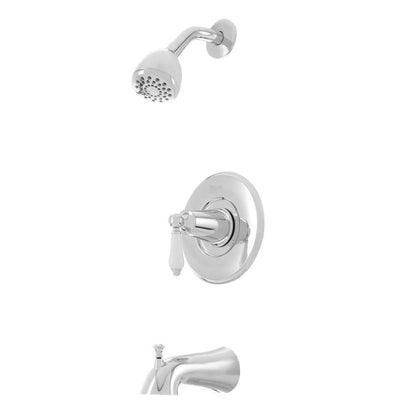 Courant Single-Handle 1-Spray Tub and Shower Faucet in Polished Chrome with White Ceramic Lever Handle (Valve Included) - Super Arbor