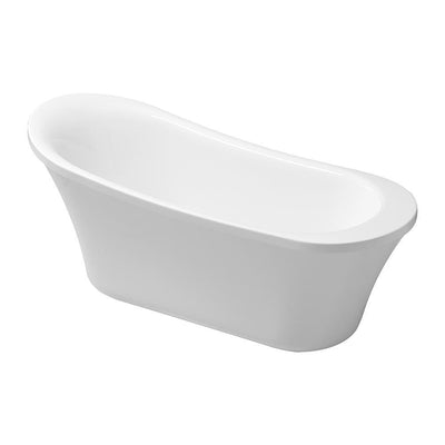 Ruby 65 in. Acrylic Double Slipper Flatbottom Freestanding Bathtub in White - Super Arbor