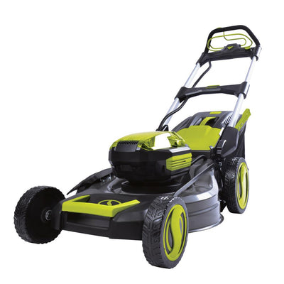 Sun Joe 21 in. 100-Volt Cordless Battery-Powered Walk-Behind Self Propelled Lawn Mower Kit with 5.0 Ah Battery Plus Charger - Super Arbor