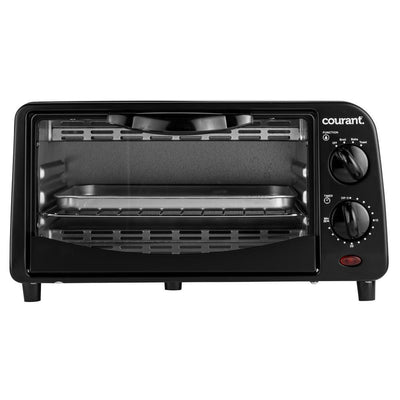 4-Slice Countertop Toaster Oven with Bake and Broil Functions and 30-Minute Timer in Black - Super Arbor