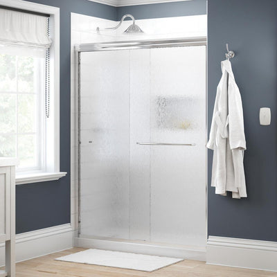 Simplicity 60 in. x 70 in. Semi-Frameless Traditional Sliding Shower Door in Chrome with Clear Glass - Super Arbor