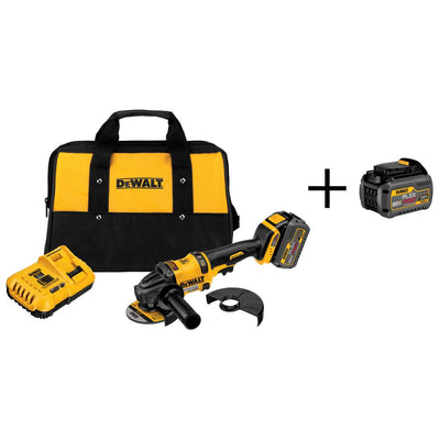 FLEXVOLT 60-Volt MAX Lithium-Ion Cordless Brushless 4-1/2 in. Angle Grinder with Battery 2Ah, Charger and Bonus Battery