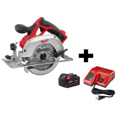 M18 18-Volt Lithium-Ion Cordless 6-1/2 in. Circular Saw W/ M18 Starter Kit (1) 5.0Ah Battery & Charger - Super Arbor