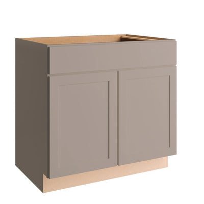 Courtland Shaker Assembled 36 in. x 34.5 in. x 24 in. Stock Base Kitchen Cabinet in Sterling Gray Finish