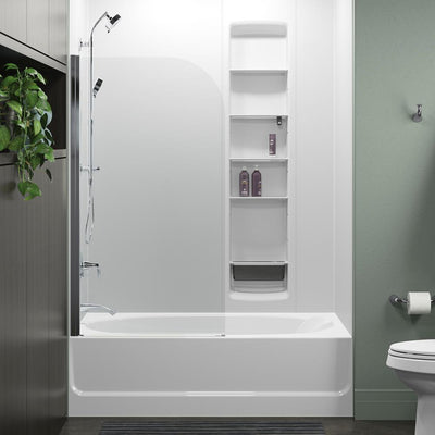 Whiston 32 in. x 56.9375 in. Frameless Fixed Tub Door in Silver Frame without Handle - Super Arbor