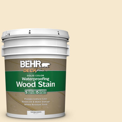 BEHR DECKplus 1 gal. White Base Solid Color Waterproofing Exterior Wood Stain - Super Arbor