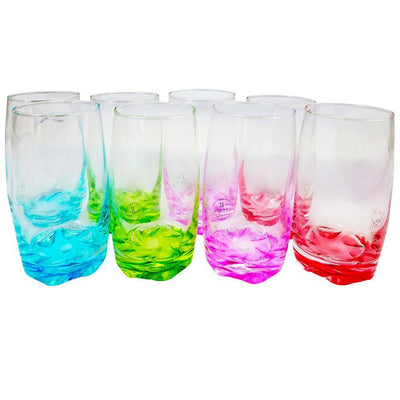 Karissa 8-Piece Assorted Colors Glass Tumbler Set - Super Arbor