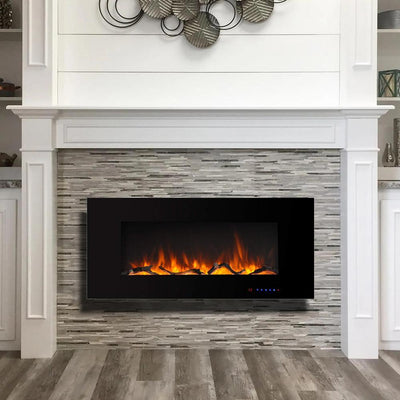 Boyel Living 42 in. Wall Mounted Electric Fireplace in Black - Super Arbor