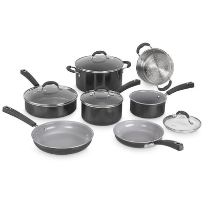 Advantage XT 11-Piece Aluminum Ceramic Nonstick Cookware Set in Black - Super Arbor