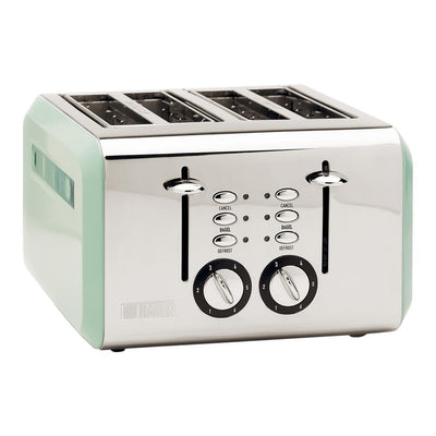 COTSWOLD 1500 W 4-Slice Wide Slot Sage Green Retro Toaster with Removable Crumb Tray and Adjustable Settings - Super Arbor