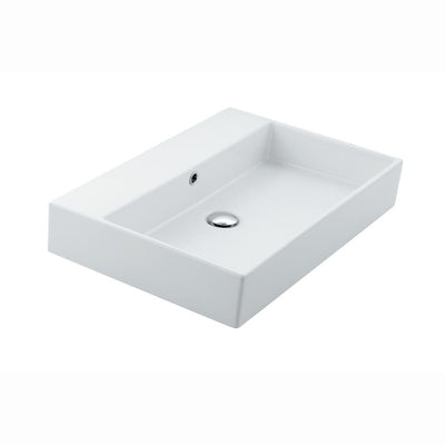 WS Bath Collections Unlimited 60 Wall Mount / Vessel Bathroom Sink in Ceramic White without Faucet Hole - Super Arbor