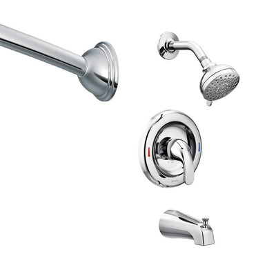 Adler Single-Handle 4-Spray Tub and Shower Faucet with Shower Rod in Chrome (Valve Included) - Super Arbor