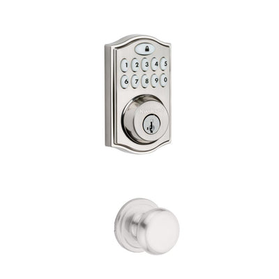 SmartCode Satin Nickel Single Cylinder Electronic Deadbolt featuring SmartKey Security and Juno Passage Knob - Super Arbor