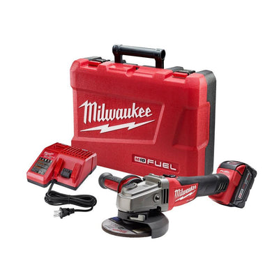 M18 FUEL 18-Volt Lithium-Ion Brushless Cordless 4-1/2 in. /5 in. Grinder W/ Slide Switch Kit W/ (1) 5.0Ah Batteries - Super Arbor