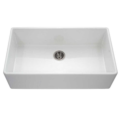 Platus Farmhouse Apron Front Fireclay 36 in. Single Bowl Kitchen Sink in White with Dual-Mounting Options - Super Arbor