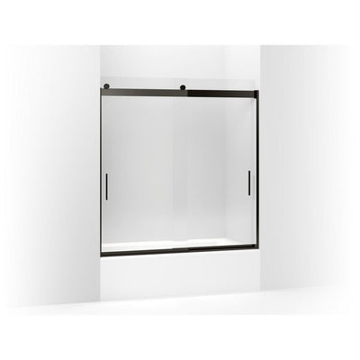 Levity 59 in. x 62 in. Semi-Frameless Sliding Tub Door in Nickel with Handle - Super Arbor