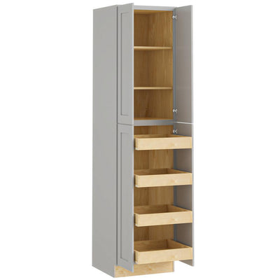 Tremont Assembled 24x96x24 in. Plywood Shaker Utility Kitchen Cabinet Soft Close 4 rollouts in Painted Pearl Gray - Super Arbor