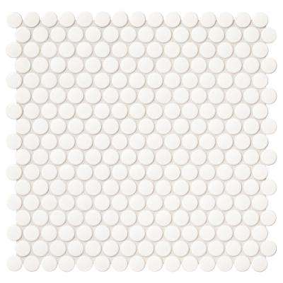 Daltile 
    Finesse Glossy White 12 in. x 13 in. x 6.35 mm Porcelain Penny Round Mosaic Wall Tile (1.06 sq. ft. / piece) - Super Arbor