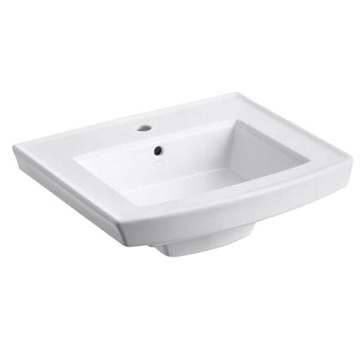 KOHLER Archer 20.4375 in. Vitreous China Pedestal Sink Basin in White with Overflow Drain - Super Arbor