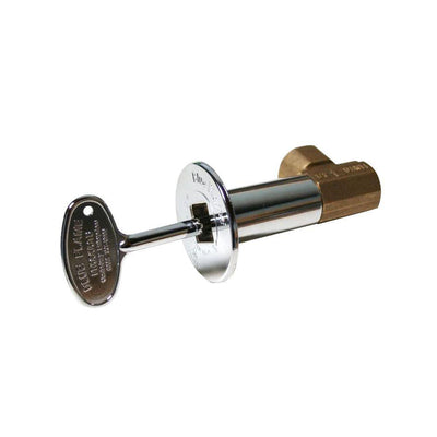 Angle Gas Valve Kit Included Brass Valve, Floor Plate and Key in Polished Chrome - Super Arbor