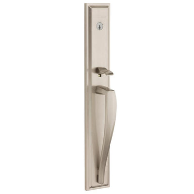 Torrey Pines Satin Nickel Low Profile Single Cylinder Entry Door Handleset with Torrey Door Lever feat SmartKey Security - Super Arbor