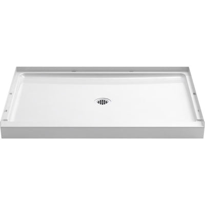 48 in. x 34 in. Single-Threshold Shower Base with Center Drain in White - Super Arbor