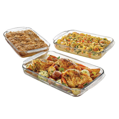 Baker's Basics 3-Piece Clear Glass Pan Set - Super Arbor