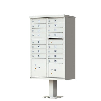 16-Mailboxes 1-Outgoing Mail Compartment 2-Parcel Lockers Pedestal Mount Cluster Box Unit - Super Arbor