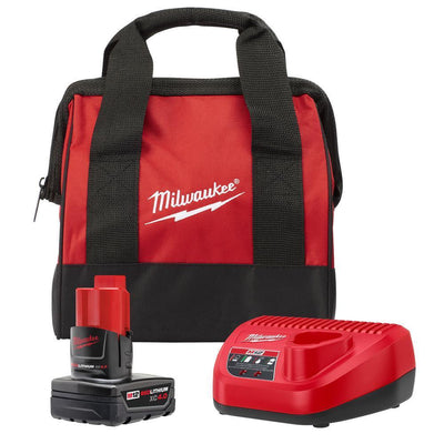 M12 12-Volt Lithium-Ion 4.0 Ah Battery and Charger Starter Kit with Tool Bag - Super Arbor