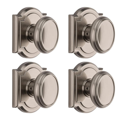 Prestige Carnaby Satin Nickel Hall/Closet Door Knob (4-Pack) - Super Arbor