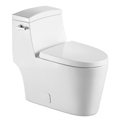 1-Piece 0.8 GPF/1.28 GPF Single Flush High Efficiency Elongated Toilet in White, Seat Included - Super Arbor