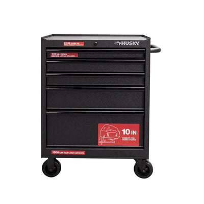 27 in. W 5-Drawer Rolling Cabinet Tool Box Chest in Textured Black
