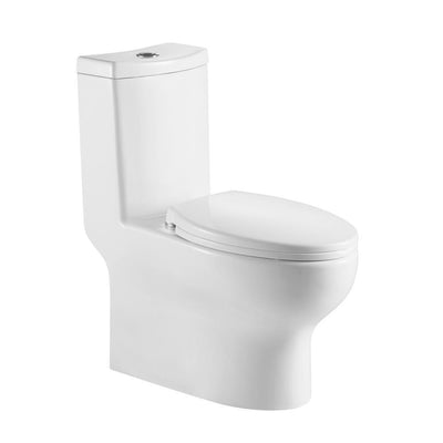 Dual Flush 1.1 GPF/1.6 GPF High Efficiency Skirted Toilet Elongated All-in-One Toilet in White - Super Arbor