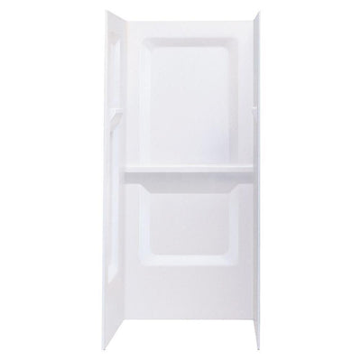 Durawall 32 in. x 32 in. x 73-1/4 in. 3-Piece Direct-to-Stud Alcove Shower Wall Set in White - Super Arbor
