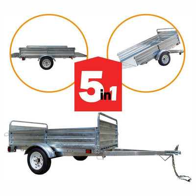 1639 lbs. Payload Capacity 4.5 ft. x 7.5 ft. Galvanized Steel Utility Trailer Kit with Bed Tilt and Collapsing Ends - Super Arbor
