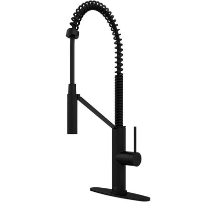 Livingston Single-Handle Pull-Down Sprayer Kitchen Faucet with Deck Plate in Matte Black - Super Arbor