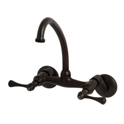 Adjustable Center 2-Handle Wall-Mount Laundry Faucet in Oil Rubbed Bronze - Super Arbor