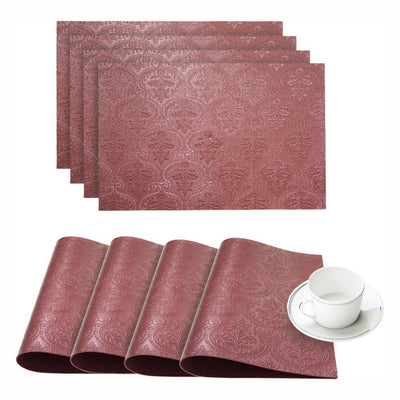 Venecia Burgundy Faux Leather Placemat (Set of 4) - Super Arbor