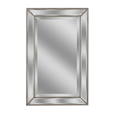 36 in. L x 24 in. W Metro Beaded Single Mirror in Silver - Super Arbor