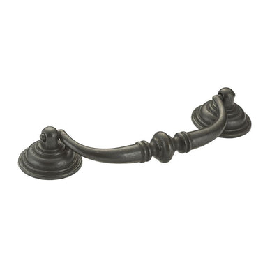 4-1/4 in. (108 mm) Center-to-Center Matte Black Iron Traditional Pendant and Ring Pull - Super Arbor