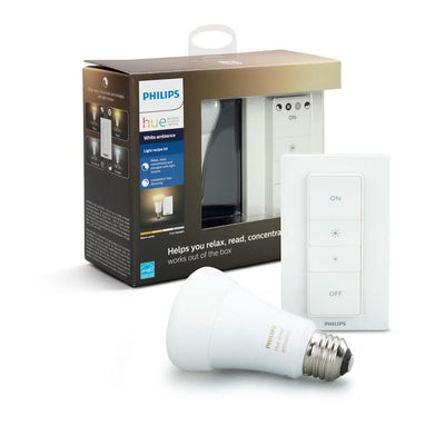 White Ambiance Smart Wireless Lighting Recipe Kit (1 A19 LED 60W Equivalent Dimmable Bulb and Remote Dimmer Switch) - Super Arbor