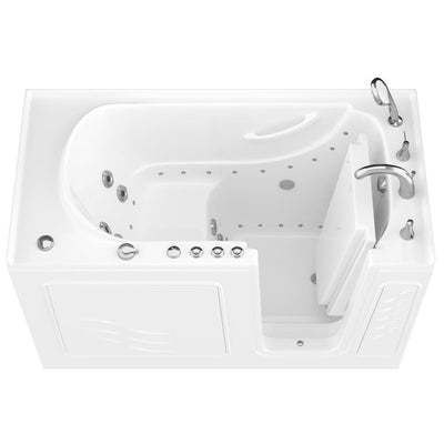 HD Series 53 in. Right Drain Quick Fill Walk-In Whirlpool and Air Bath Tub with Powered Fast Drain in White - Super Arbor