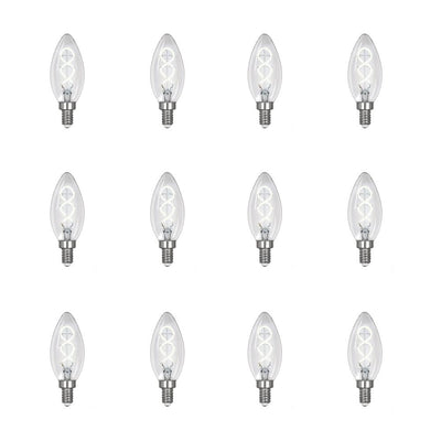 Feit Electric 25-Watt Equivalent B10 Dim Candelabra Clear Glass Vintage Eidson LED Light Bulb with Spiral Filament Daylight (12-Pack) - Super Arbor