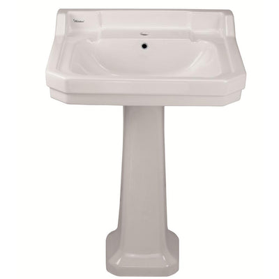 Whitehaus Collection Isabella Collection 23-3/4 in. Lavatory Pedestal Combo Bathroom Sink with Single-Hole Drill in White